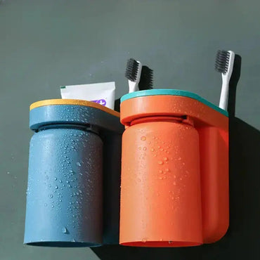 BrushDock | Magnetic Cup Toothbrush Holder - Self-Adhesive Wall Organizer for Your Bathroom