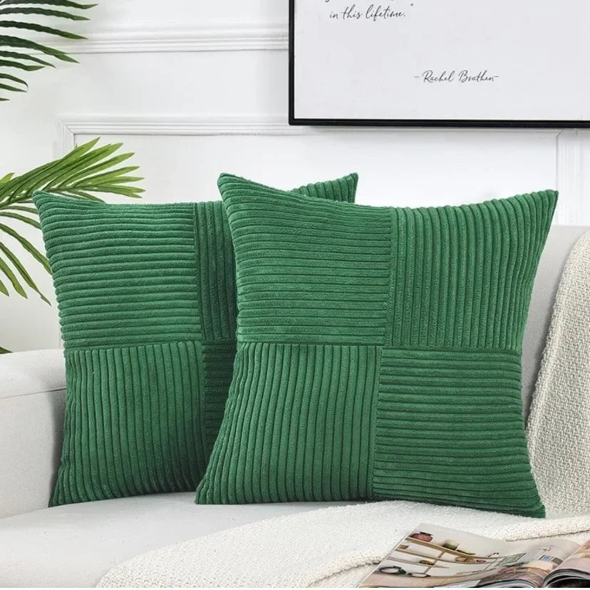 Plush Stripe-Patterned Cushion Cover