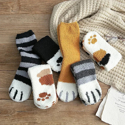 Women's Super Soft Cotton Cat Paw Socks – Ideal for Winter, Size EU 35-42