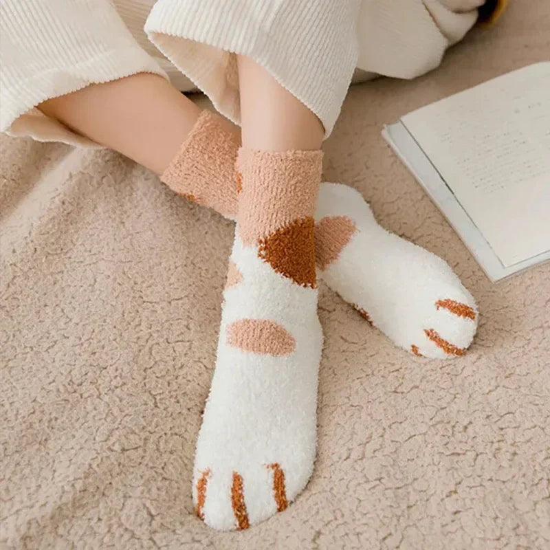 Women's Super Soft Cotton Cat Paw Socks – Ideal for Winter, Size EU 35-42
