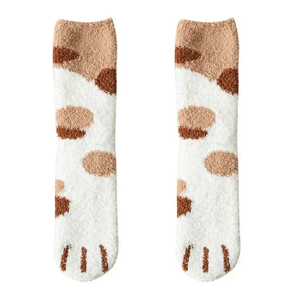 Women's Super Soft Cotton Cat Paw Socks – Ideal for Winter, Size EU 35-42