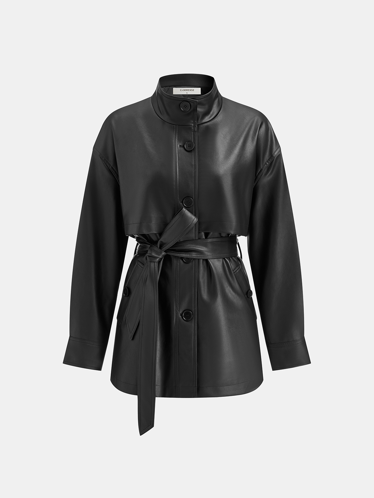 Shane | Quilted PU Leather Jacket with Stand Collar and Belt