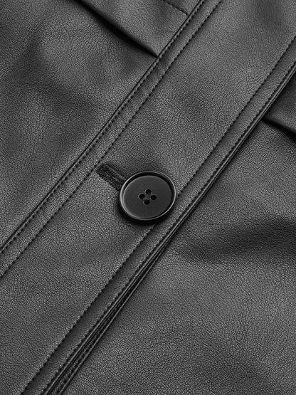 Shane | Quilted PU Leather Jacket with Stand Collar and Belt