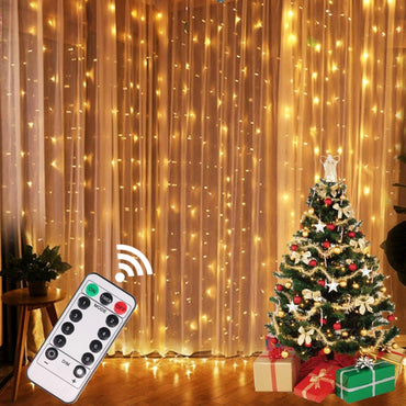8-Mode Waterproof LED Christmas Curtain Lights – Perfect for Indoor and Outdoor Holiday Decor