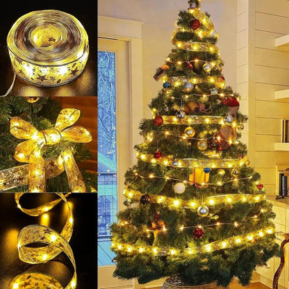 Warm White LED Christmas String Lights for Tree and Party Decor – Available in Silver, Gold, and Red, Lengths from 1M to 10M