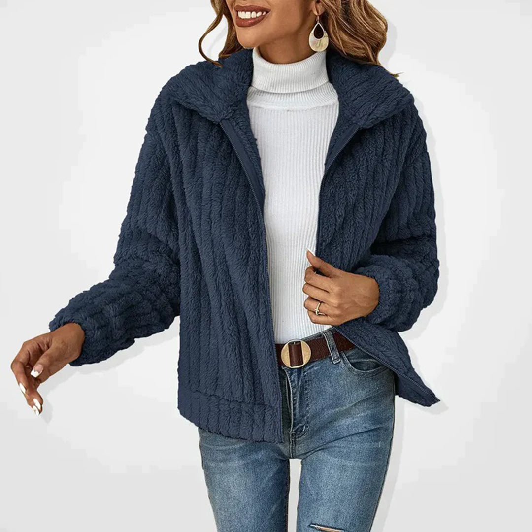Classic Women's Long Fleece Gilet with Collar