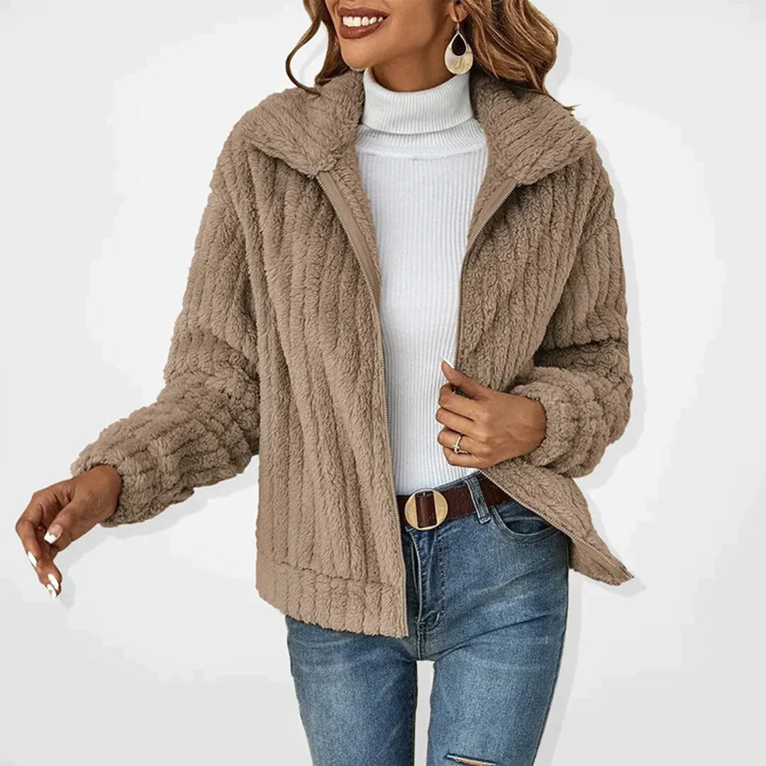 Classic Women's Long Fleece Gilet with Collar