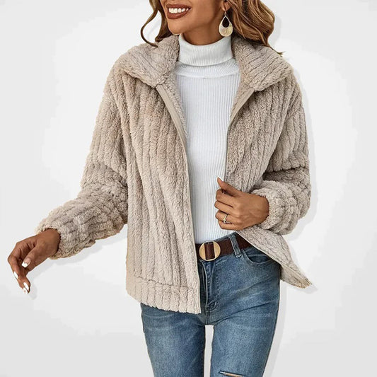 Classic Women's Long Fleece Gilet with Collar