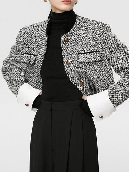 Candice | Stylish Tweed Boucle Cropped Blazer