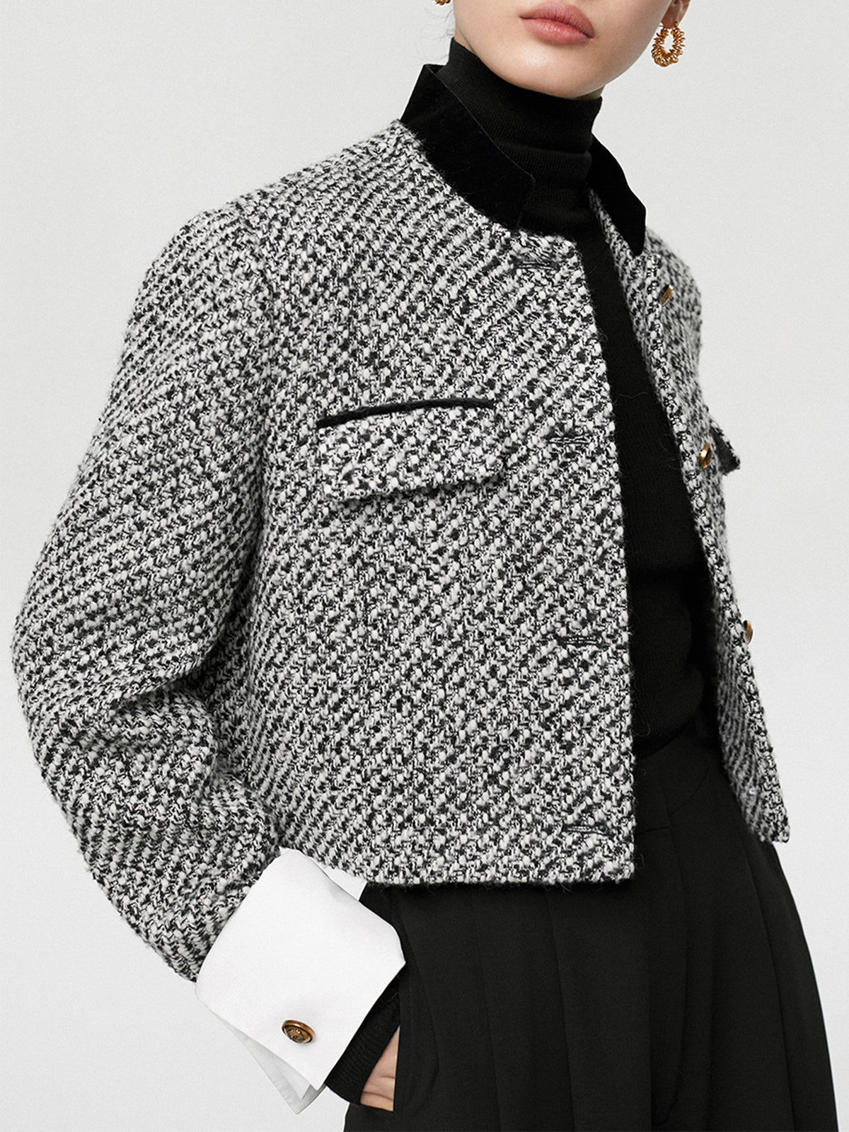 Candice | Stylish Tweed Boucle Cropped Blazer