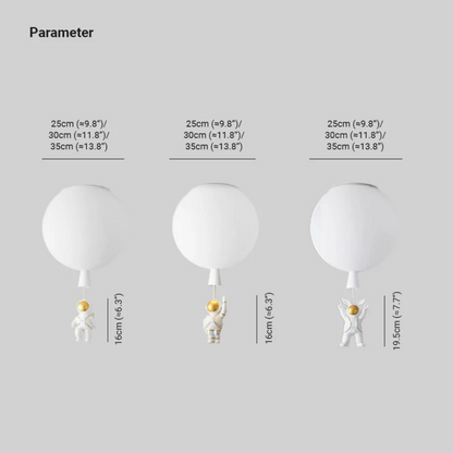CosmoGlow Modern LED Ceiling Light - Moon & Astronaut Design for Kids' Rooms