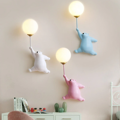 TeddyGlow Bear-Shaped LED Wall Lamp