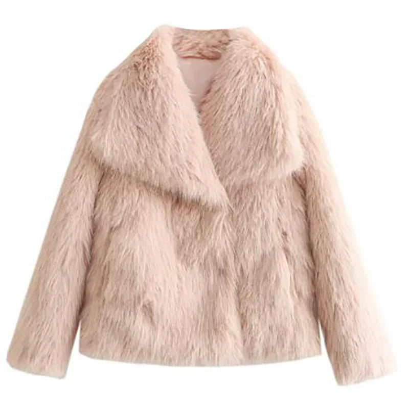 Chic Short Faux Fur Jacket for Women – Perfect Winter Coat for Casual and Semi-Formal Events