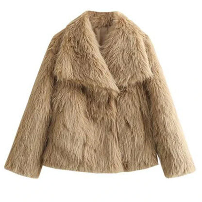 Chic Short Faux Fur Jacket for Women – Perfect Winter Coat for Casual and Semi-Formal Events