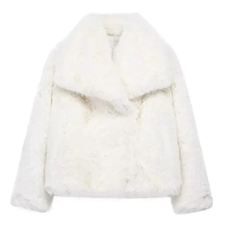 Chic Short Faux Fur Jacket for Women – Perfect Winter Coat for Casual and Semi-Formal Events