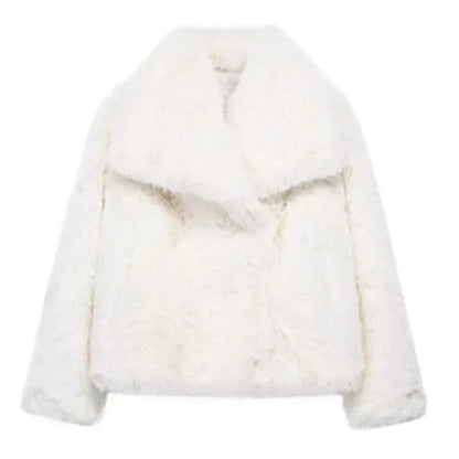 Chic Short Faux Fur Jacket for Women – Perfect Winter Coat for Casual and Semi-Formal Events