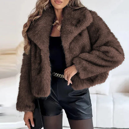 Chic Short Faux Fur Jacket for Women – Perfect Winter Coat for Casual and Semi-Formal Events
