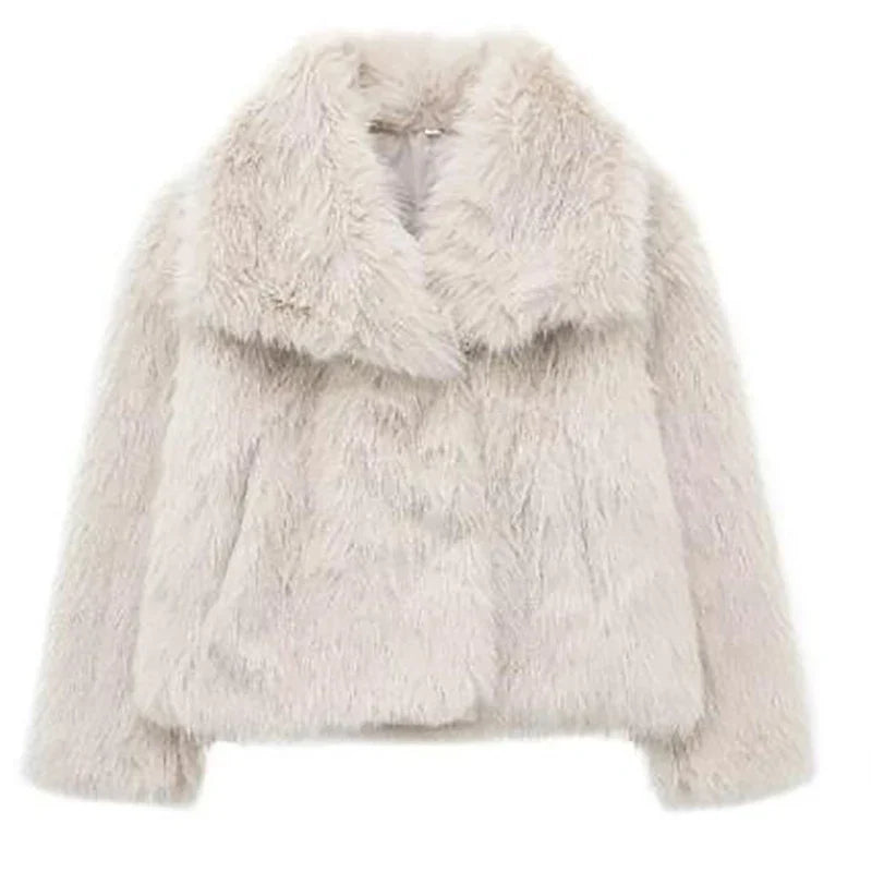 Chic Short Faux Fur Jacket for Women – Perfect Winter Coat for Casual and Semi-Formal Events