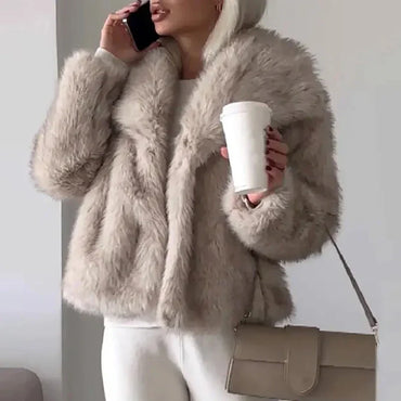 Chic Short Faux Fur Jacket for Women – Perfect Winter Coat for Casual and Semi-Formal Events