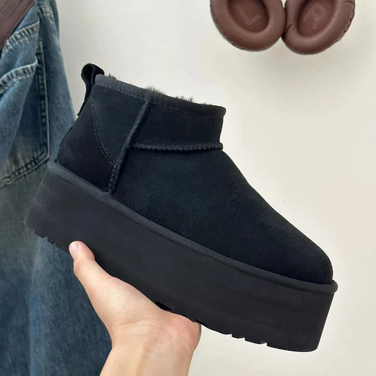 Women's Ultra Mini Ugg Boots – Cozy Fur-Lined Platform Ankle Booties
