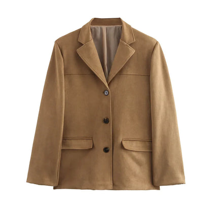 Women's Vintage Brown Suede Leather Jacket – Ideal for Fall and Winter