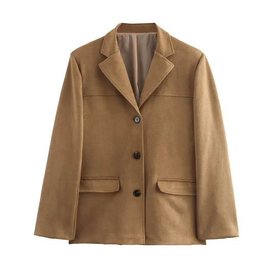 Women's Vintage Brown Suede Leather Jacket – Ideal for Fall and Winter