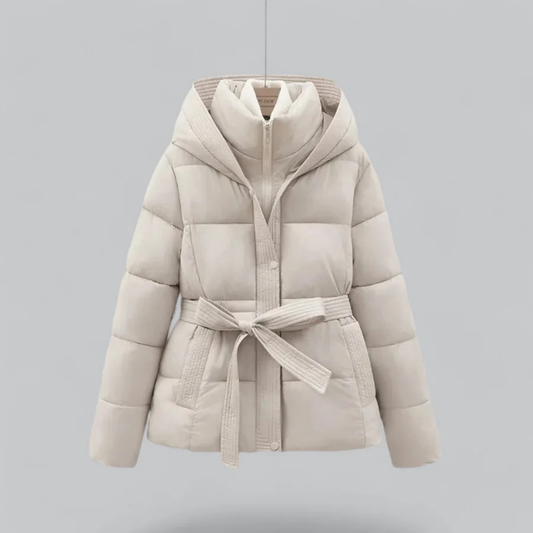 Delilah | Cozy Hooded Puffer Jacket with Belt for Women's Winter Fashion