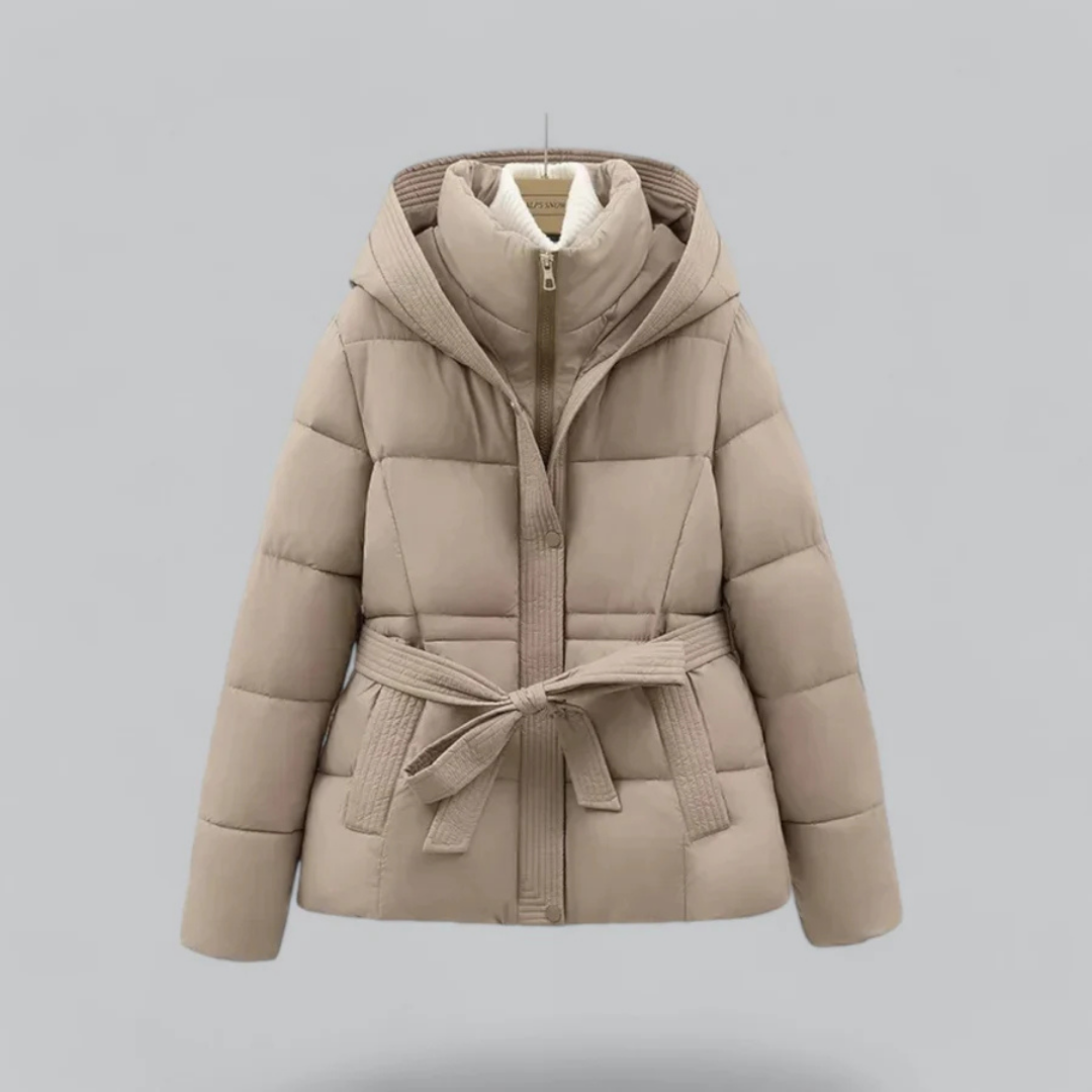 Delilah | Cozy Hooded Puffer Jacket with Belt for Women's Winter Fashion