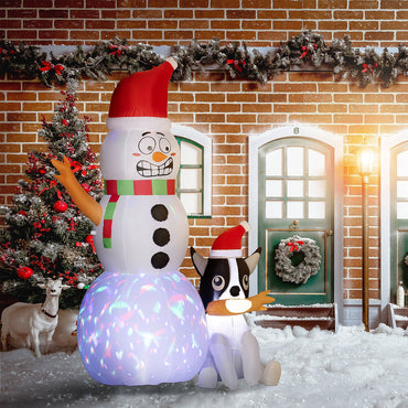 Cheerful Inflatable Christmas Snowman with His Adorable Dog