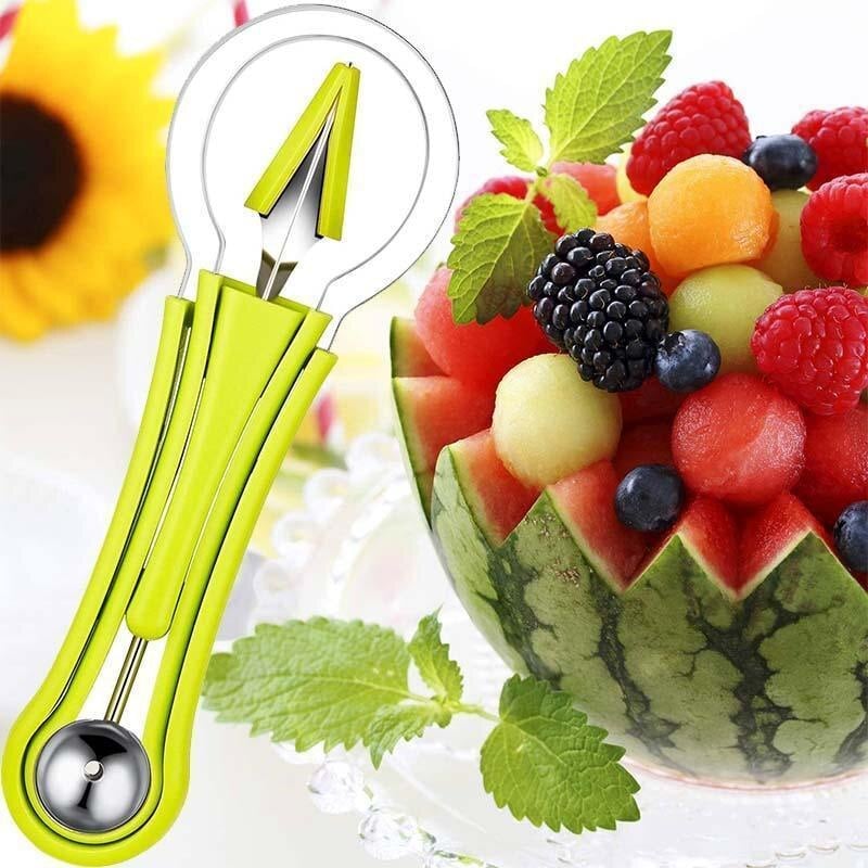 3-in-1 Stainless Steel Fruit Slicer Set – Slice, Scoop, and Hollow