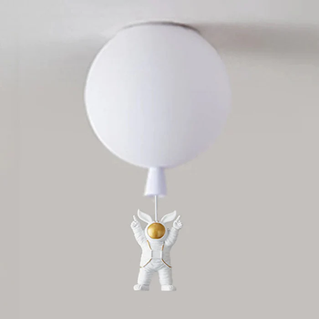 CosmoGlow Modern LED Ceiling Light - Moon & Astronaut Design for Kids' Rooms