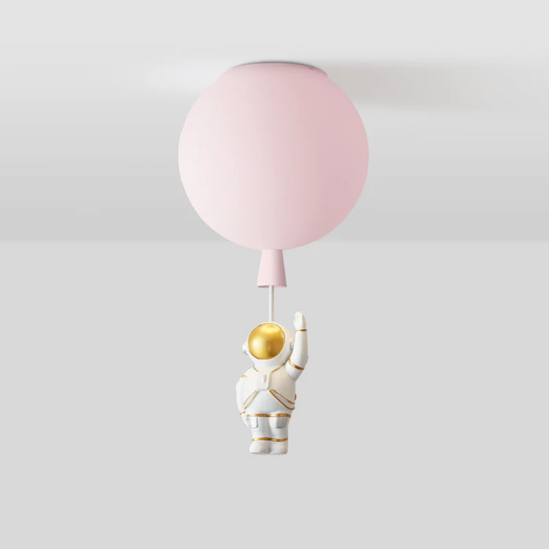 CosmoGlow Modern LED Ceiling Light - Moon & Astronaut Design for Kids' Rooms