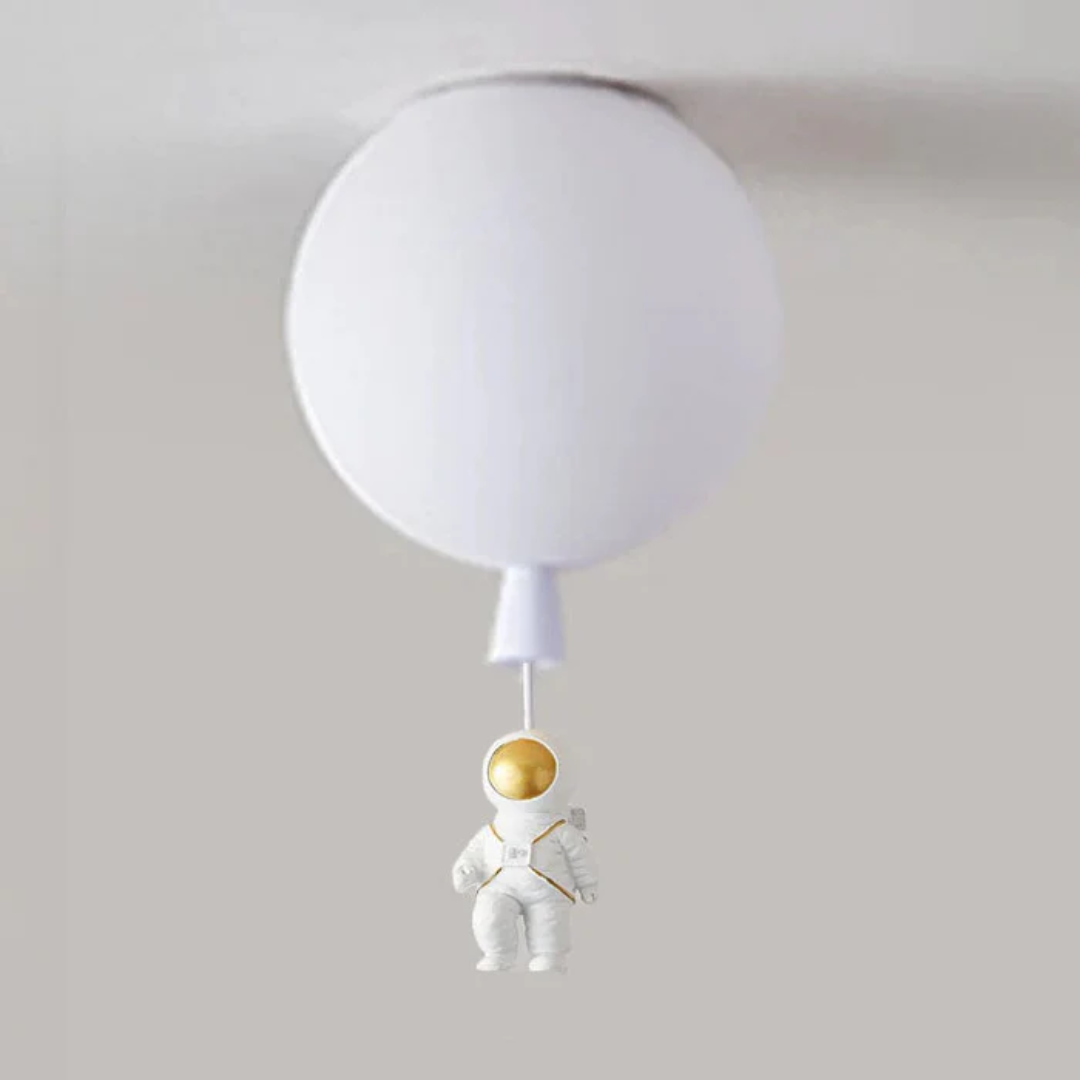 CosmoGlow Modern LED Ceiling Light - Moon & Astronaut Design for Kids' Rooms
