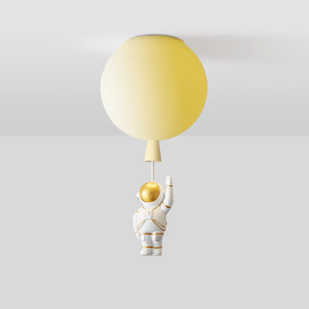 CosmoGlow Modern LED Ceiling Light - Moon & Astronaut Design for Kids' Rooms