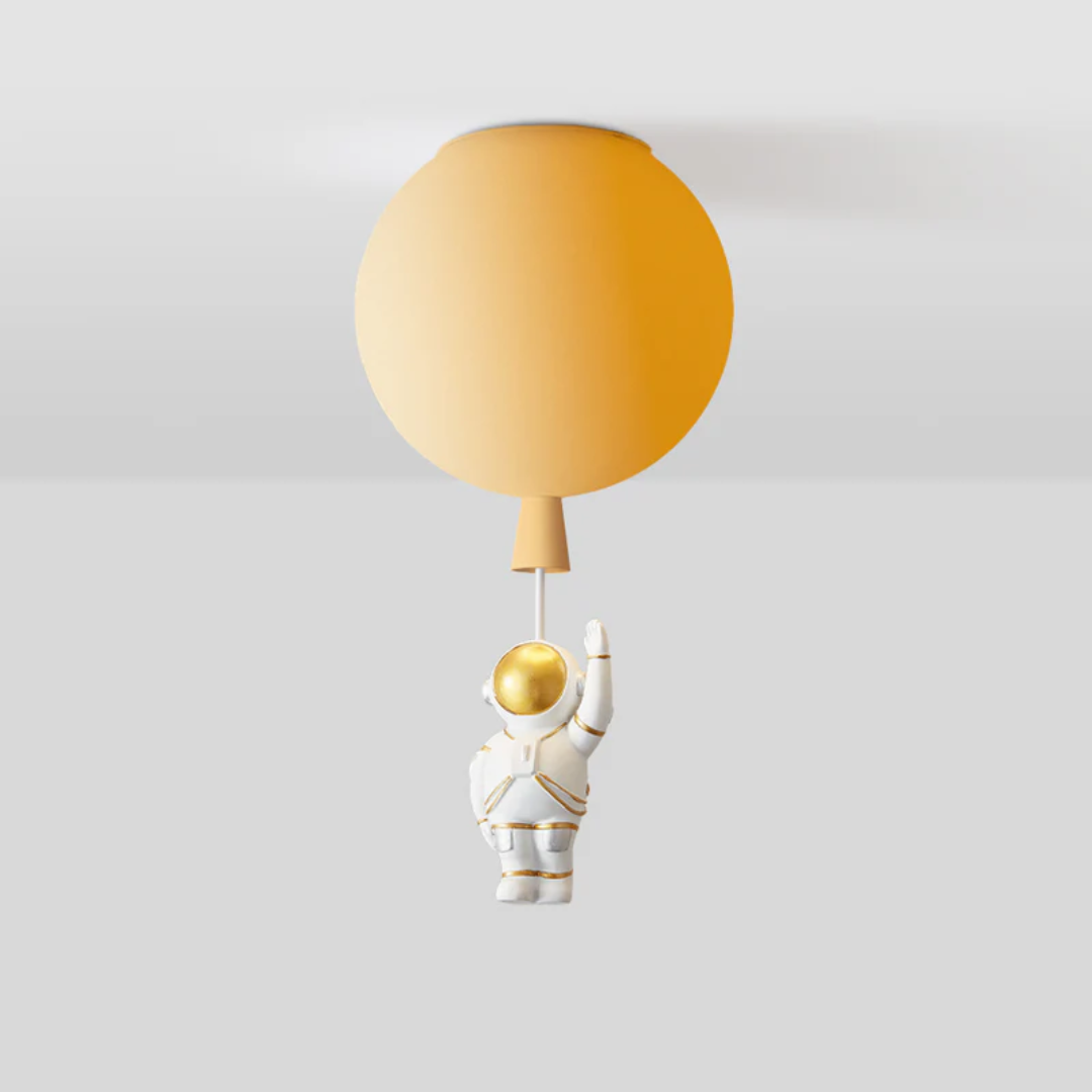 CosmoGlow Modern LED Ceiling Light - Moon & Astronaut Design for Kids' Rooms