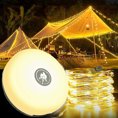 Versatile 4-in-1 Camping Lamp: Lantern, Power Bank, and 10m String Lights