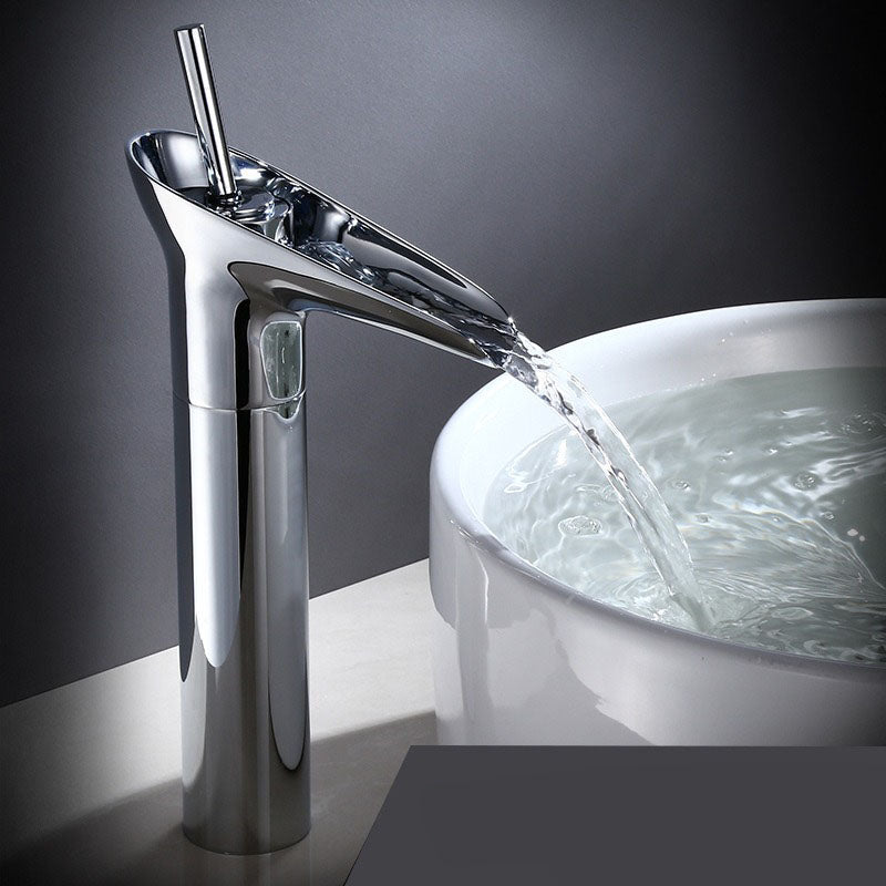 Cascade Antique Brass Basin Mixer Tap - Vintage Waterfall Bathroom Faucet