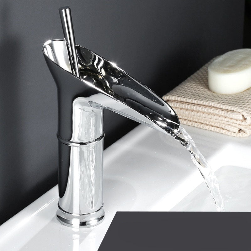 Cascade Antique Brass Basin Mixer Tap - Vintage Waterfall Bathroom Faucet