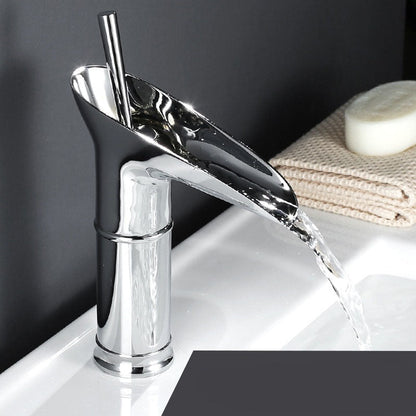 Cascade Antique Brass Basin Mixer Tap - Vintage Waterfall Bathroom Faucet