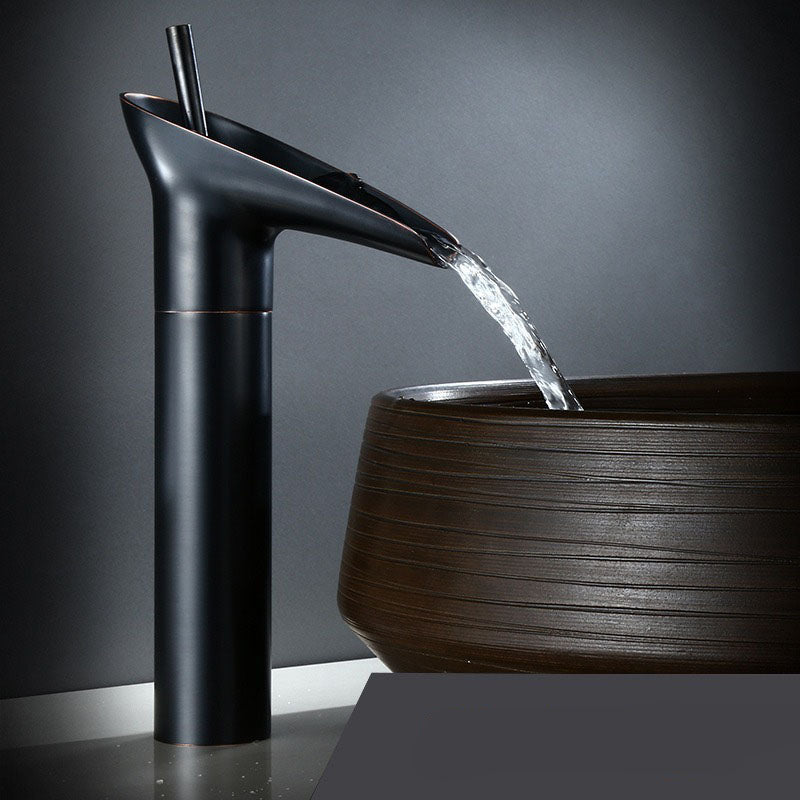 Cascade Antique Brass Basin Mixer Tap - Vintage Waterfall Bathroom Faucet