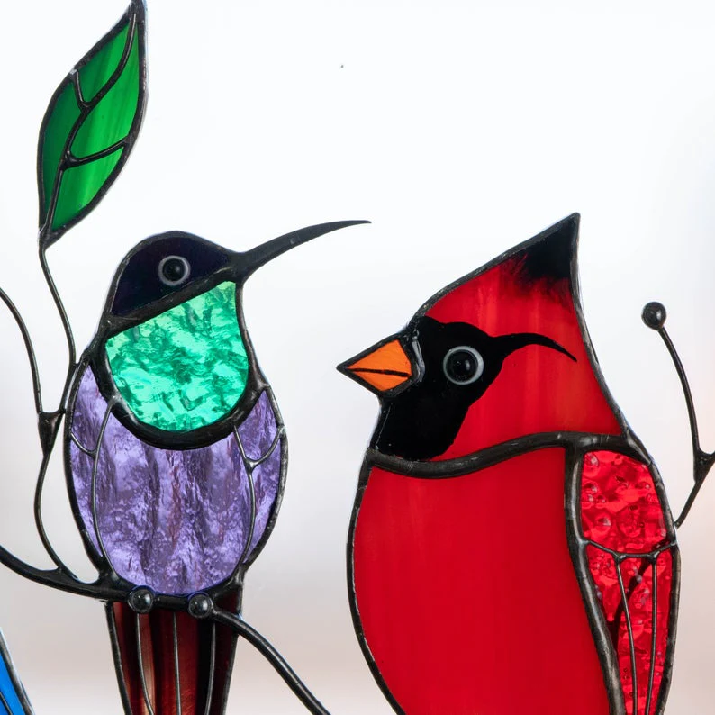 Bird-Shaped Glass Window Ornaments