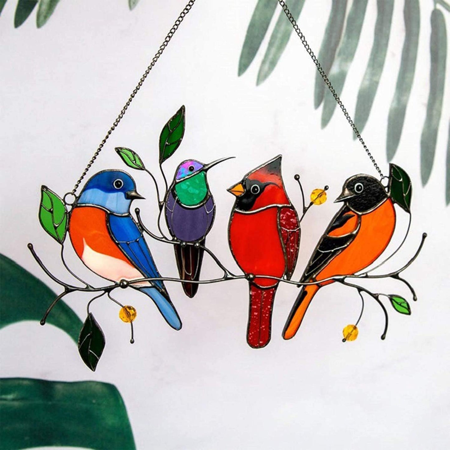 Bird-Shaped Glass Window Ornaments