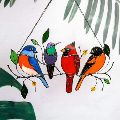 Bird-Shaped Glass Window Ornaments