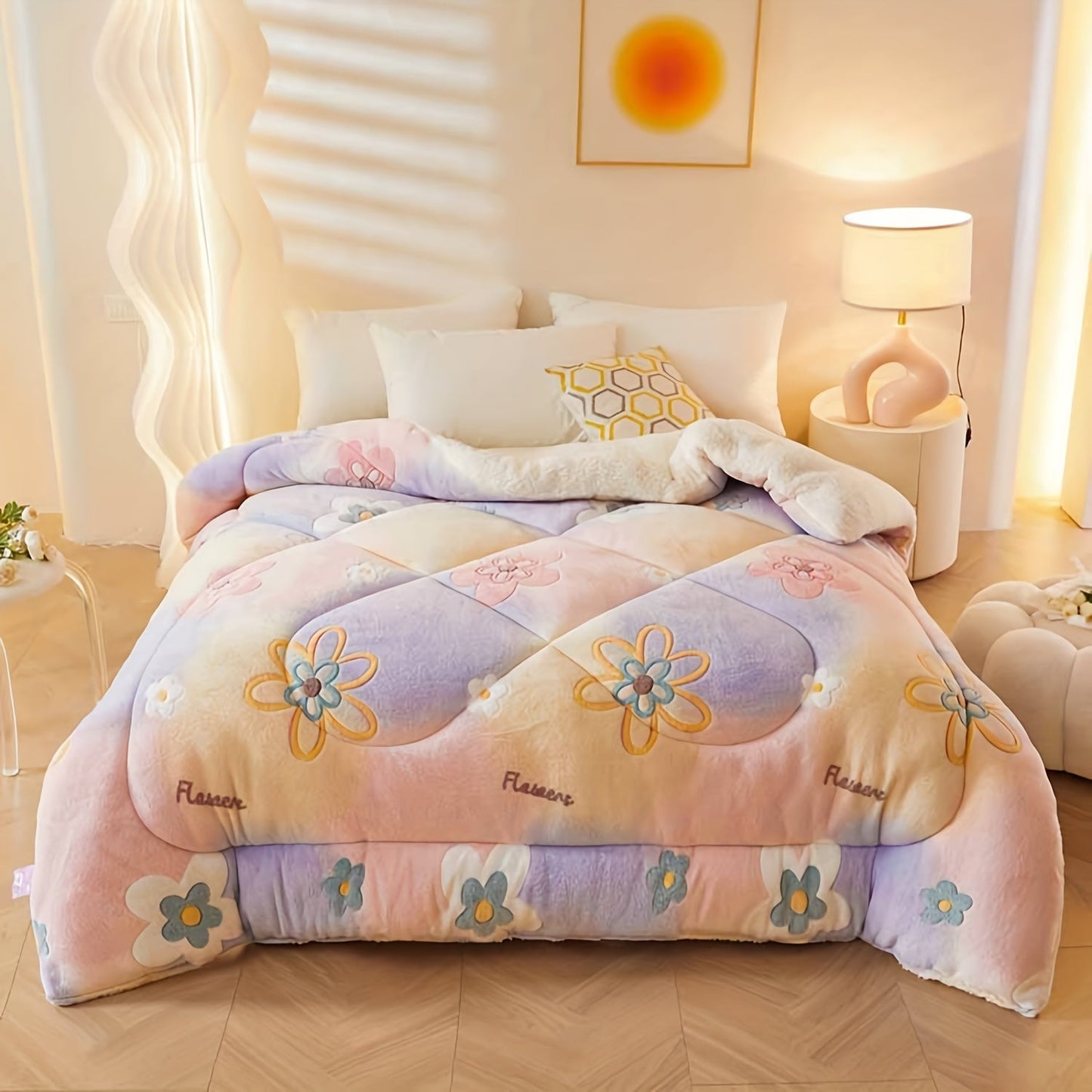 Cozy Floral Print Flannel Duvet for Your Bedroom
