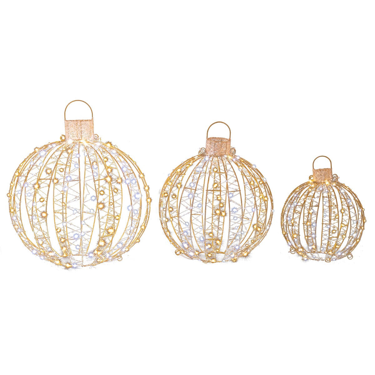 Star Pattern Illuminated Decorative Glow Balls in Gold