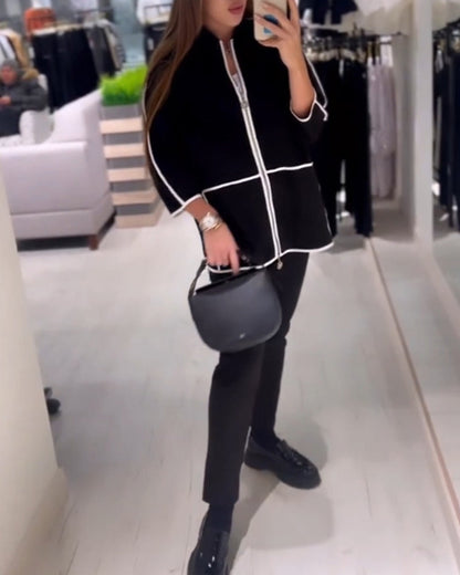 Contrast Zippered Jacket
