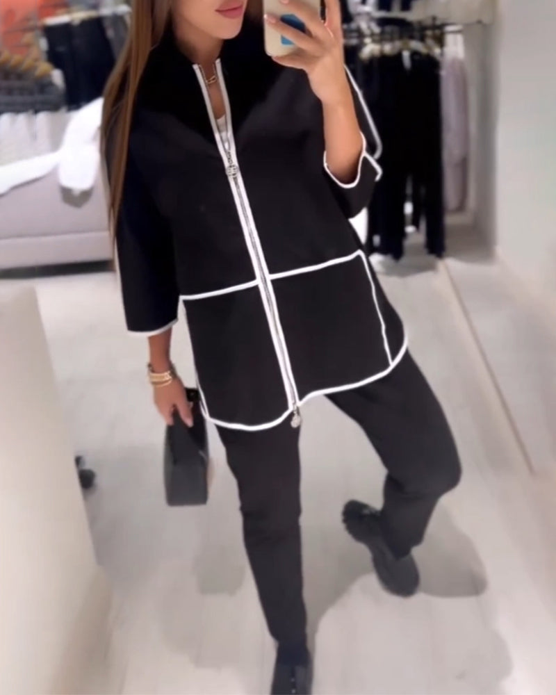 Contrast Zippered Jacket