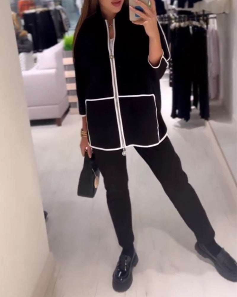 Contrast Zippered Jacket