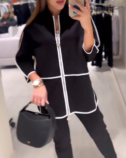 Contrast Zippered Jacket