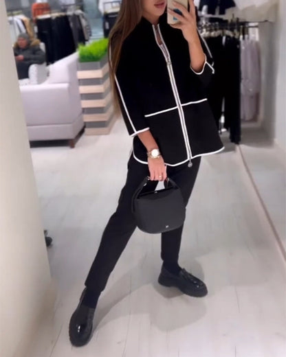 Contrast Zippered Jacket